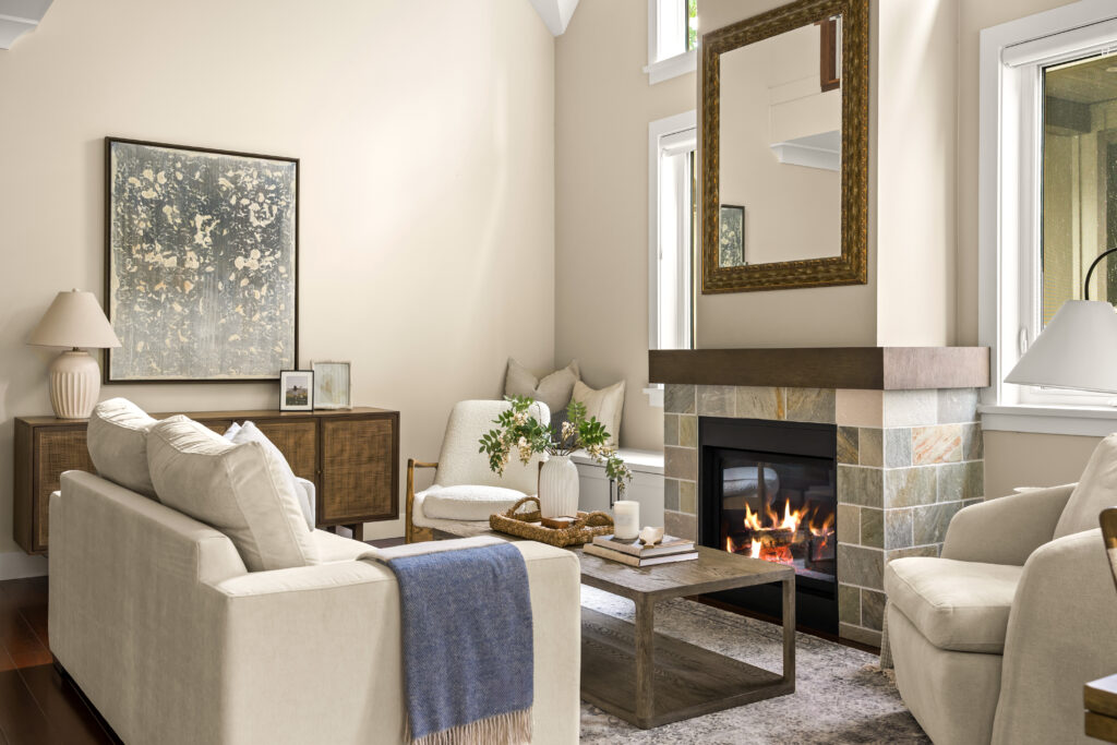 Novari Collective team styles this home with warm tones and comforting textures that appeal to buyers